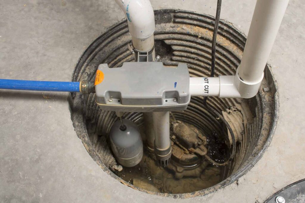 installation de pompe à puisard (sump pump)
